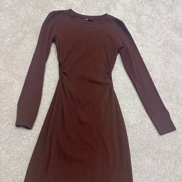 Zara Brown Long Sleeve Dress - Picture 1 of 3